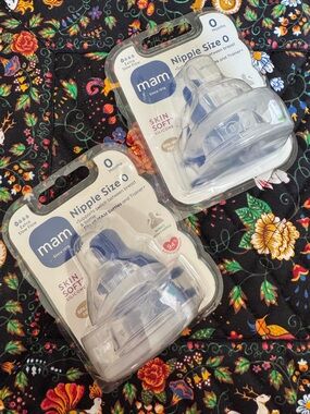 2x 2 Pack =4 MAM Bottle Nipples Extra Slow Flow Size 0 for Newborn Babies